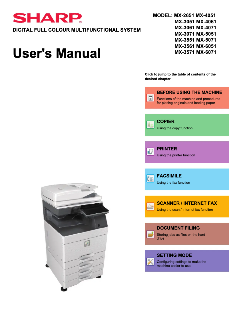 Page 1 of the manual User Manual Sharp MX-3551