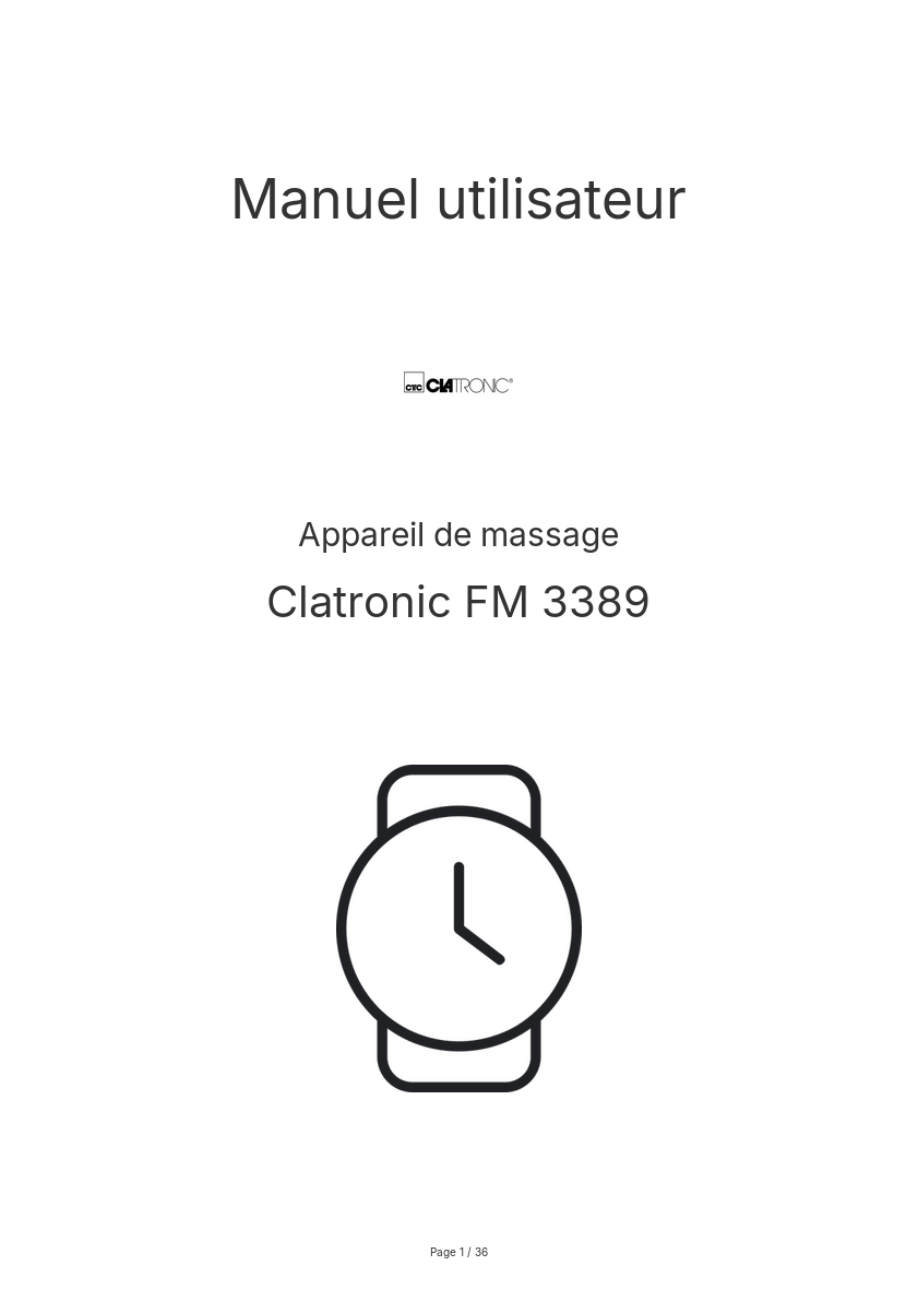 Page n°1 - Manuel utilisateur Clatronic FM 3389