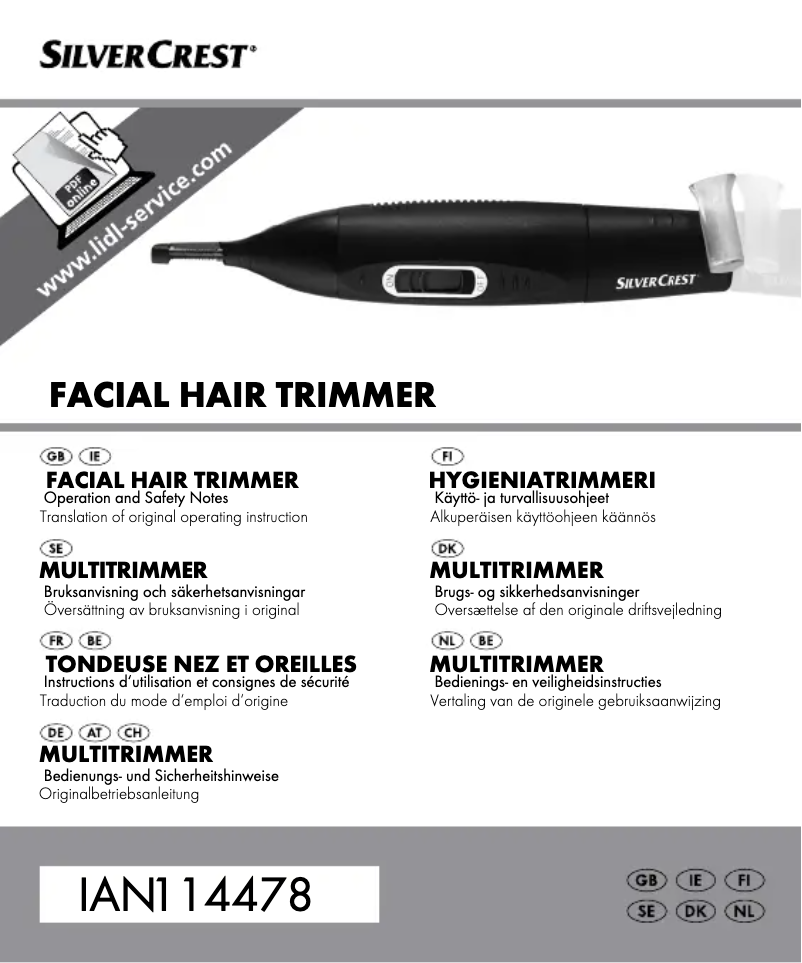 Page 1 de la notice Manuel utilisateur SilverCrest IAN 114478