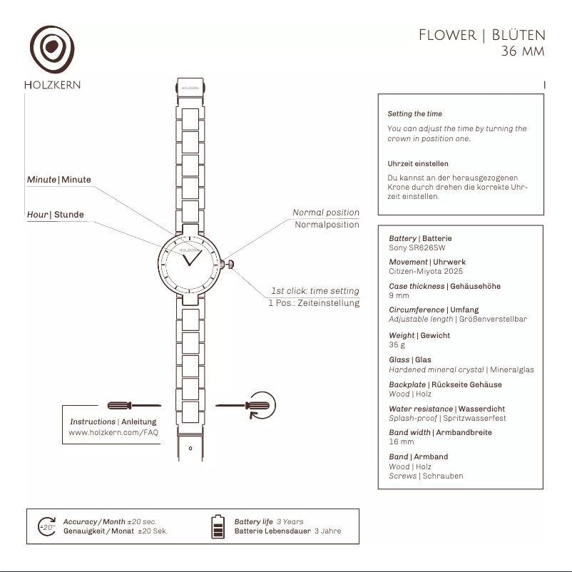 Page 1 de la notice Manuel utilisateur Holzkern Kirschblüte