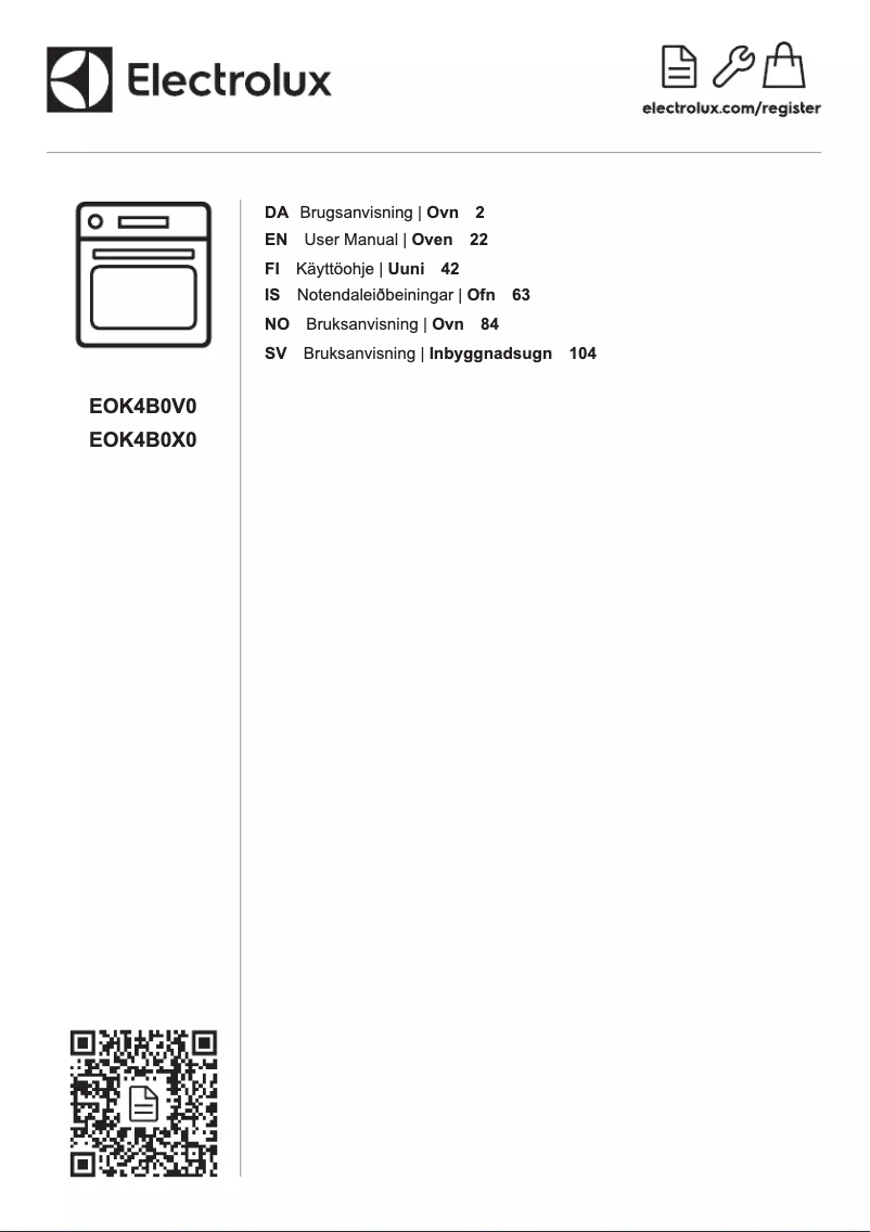 Page 1 de la notice Manuel utilisateur Electrolux EOK4B0V0