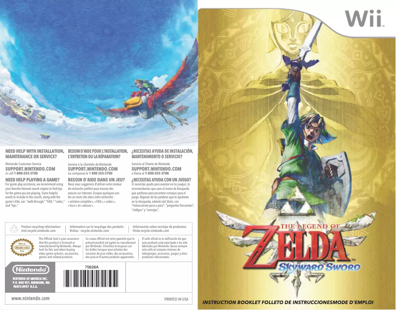 Page 1 de la notice Manuel utilisateur Nintendo The Legend of Zelda - Skyward Sword (Wii)