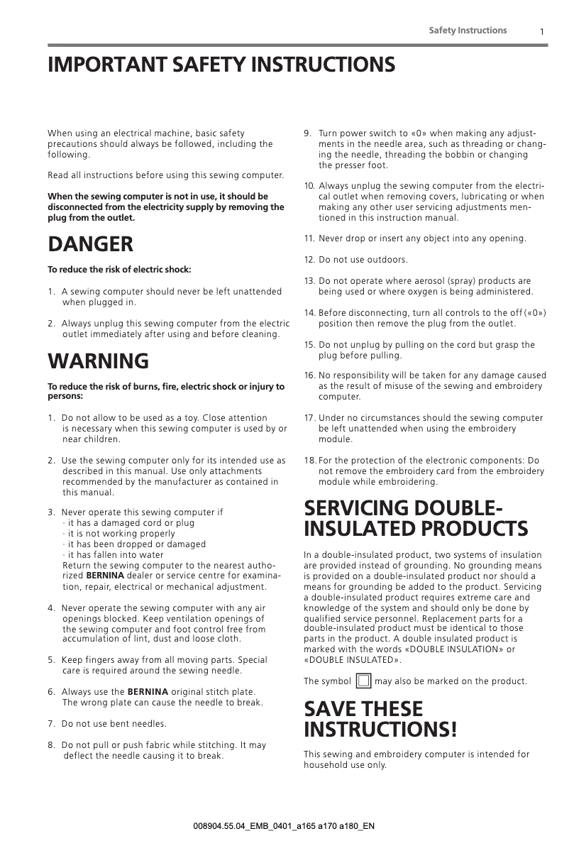 Image de la première page du manuel de l'appareil Artista 180