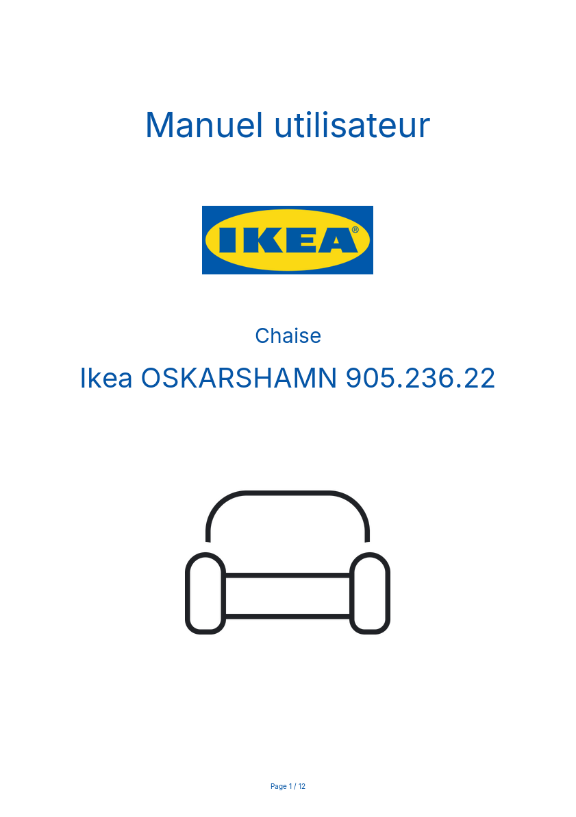 Page 1 de la notice Manuel utilisateur Ikea OSKARSHAMN 905.236.22
