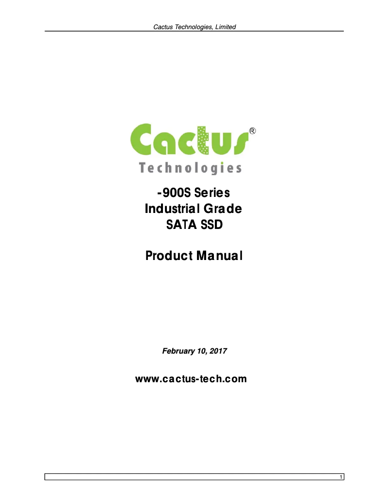 Page n°1 - Manuel utilisateur Cactus 900S