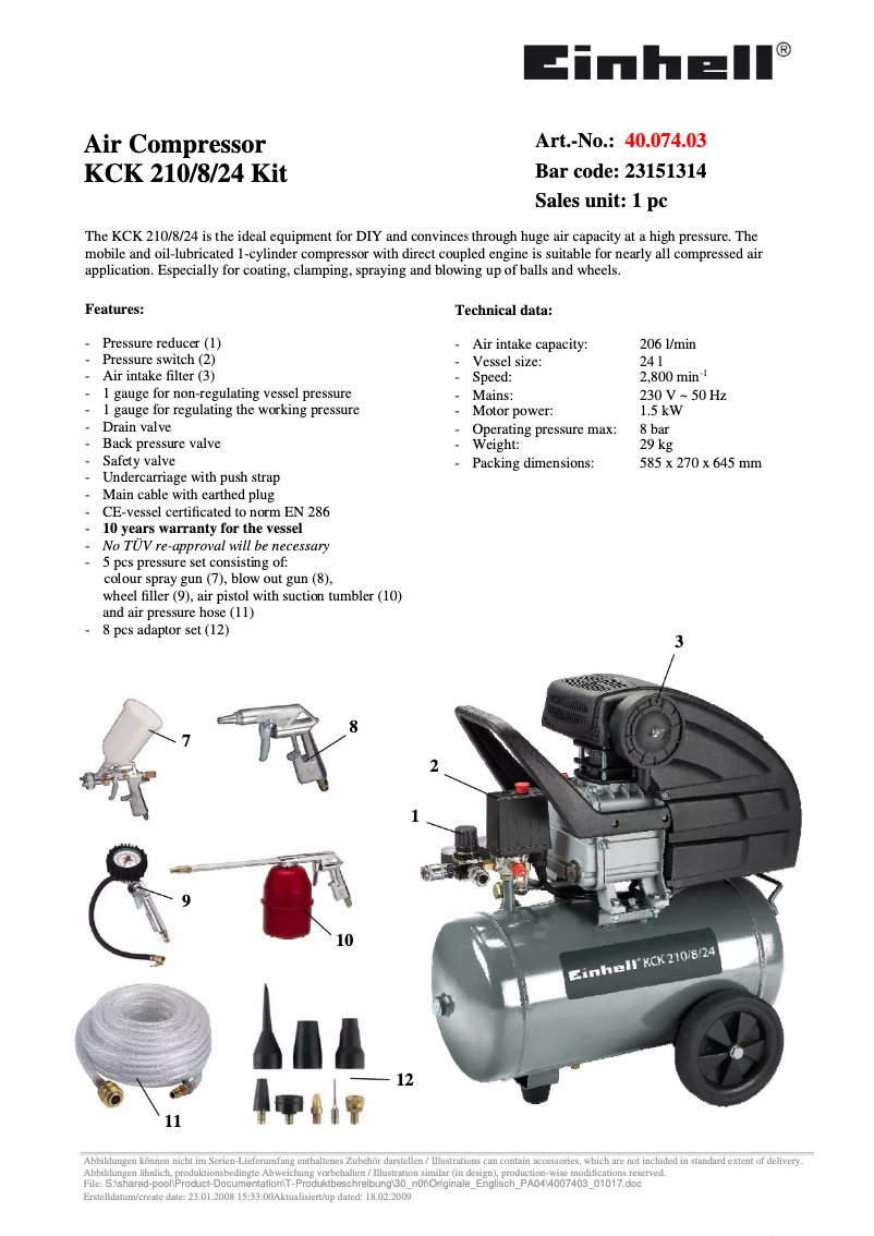 Page n°1 - Manuel utilisateur King Craft KCK 210/8/24