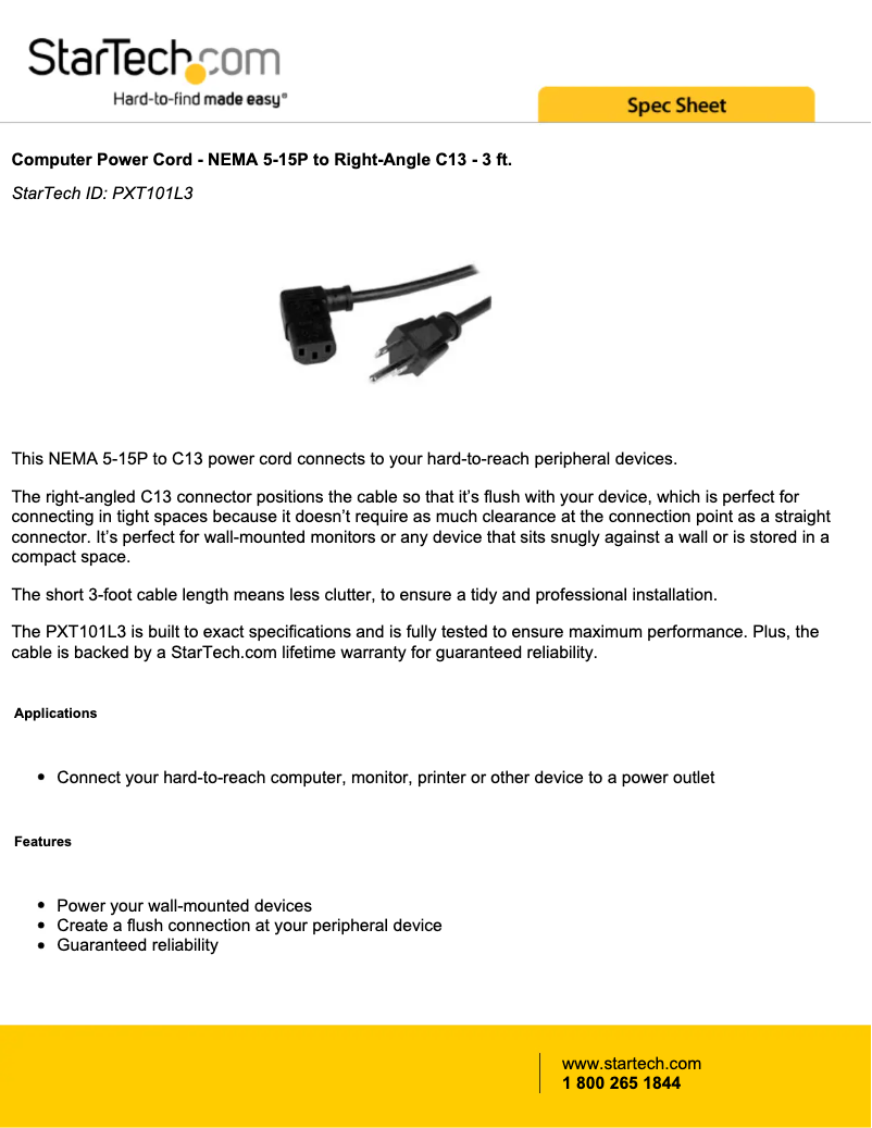 Page 1 de la notice Manuel utilisateur StarTech.com PXT101L3