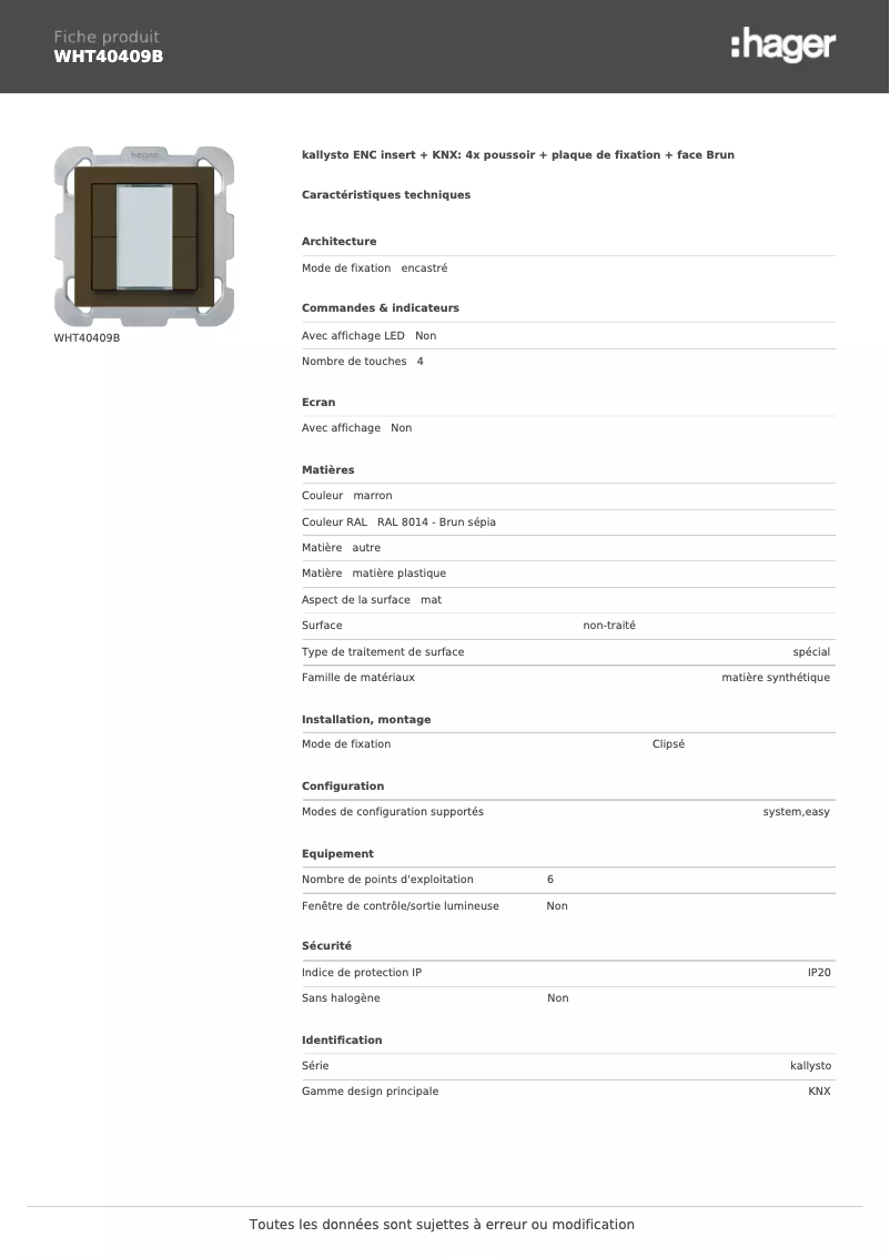 Image de la première page du manuel de l'appareil WHT40409B