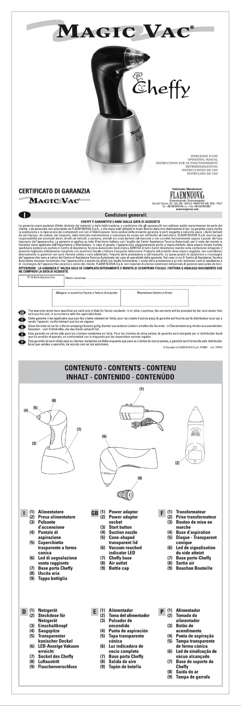 Page 1 de la notice Manuel utilisateur Magic Vac Cheffy