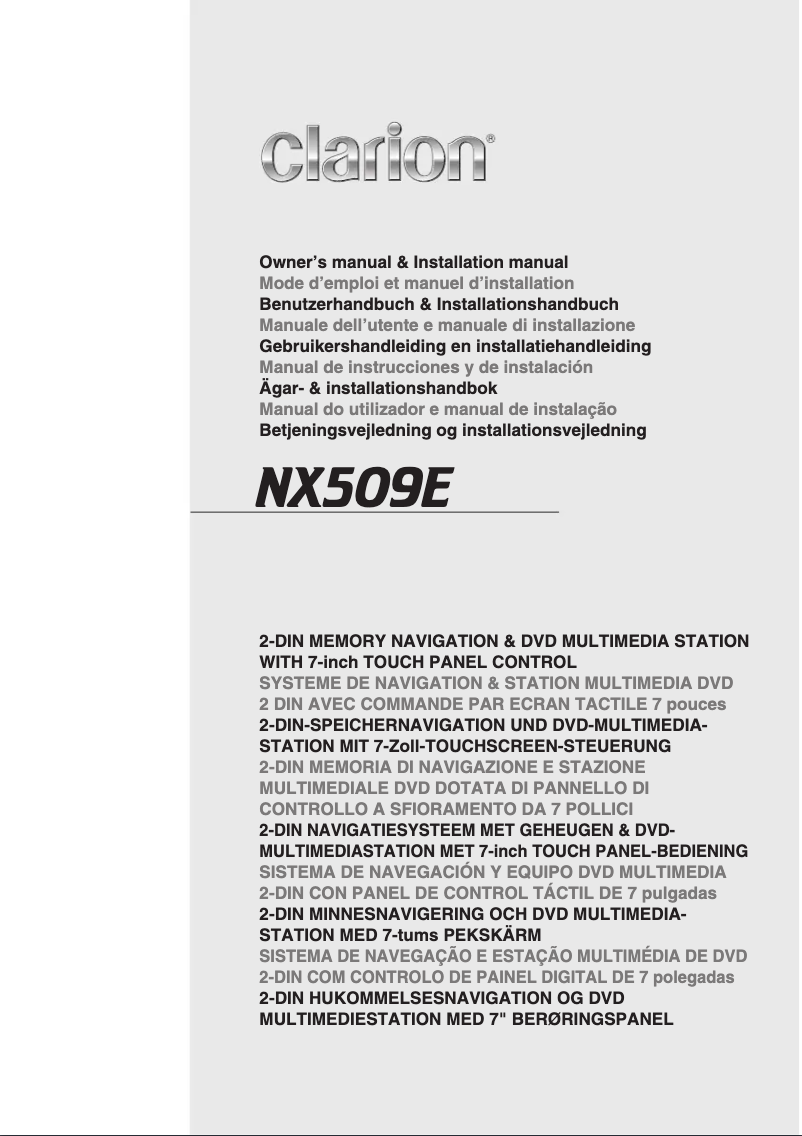 Page 1 de la notice Manuel utilisateur Clarion NX509E