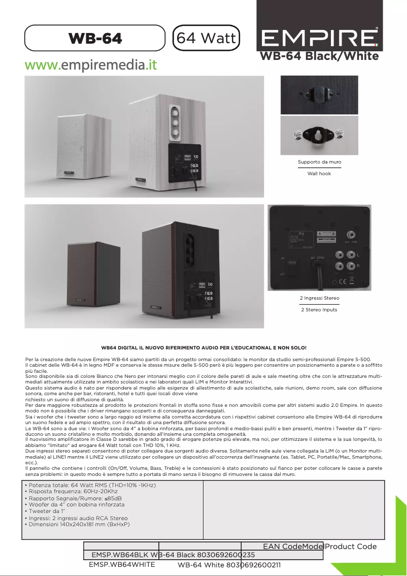 Page n°1 - Manuel utilisateur Empire Media WB-64