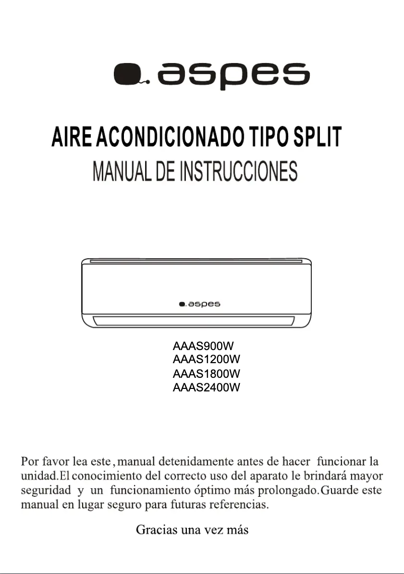 Image de la première page du manuel de l'appareil AAAS1800W