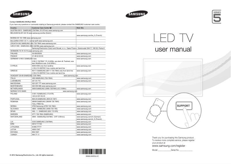Page 1 de la notice Manuel utilisateur Samsung UE46EH5300