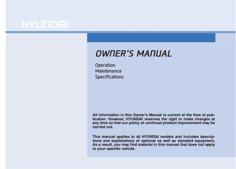 Page 1 de la notice Manuel utilisateur Volvo Sonata (2016)