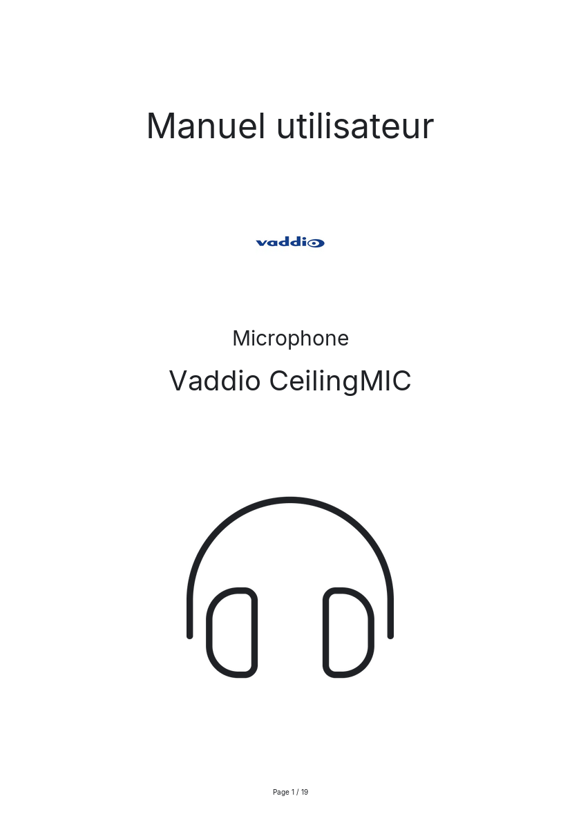 Page n°1 - Manuel utilisateur Vaddio CeilingMIC