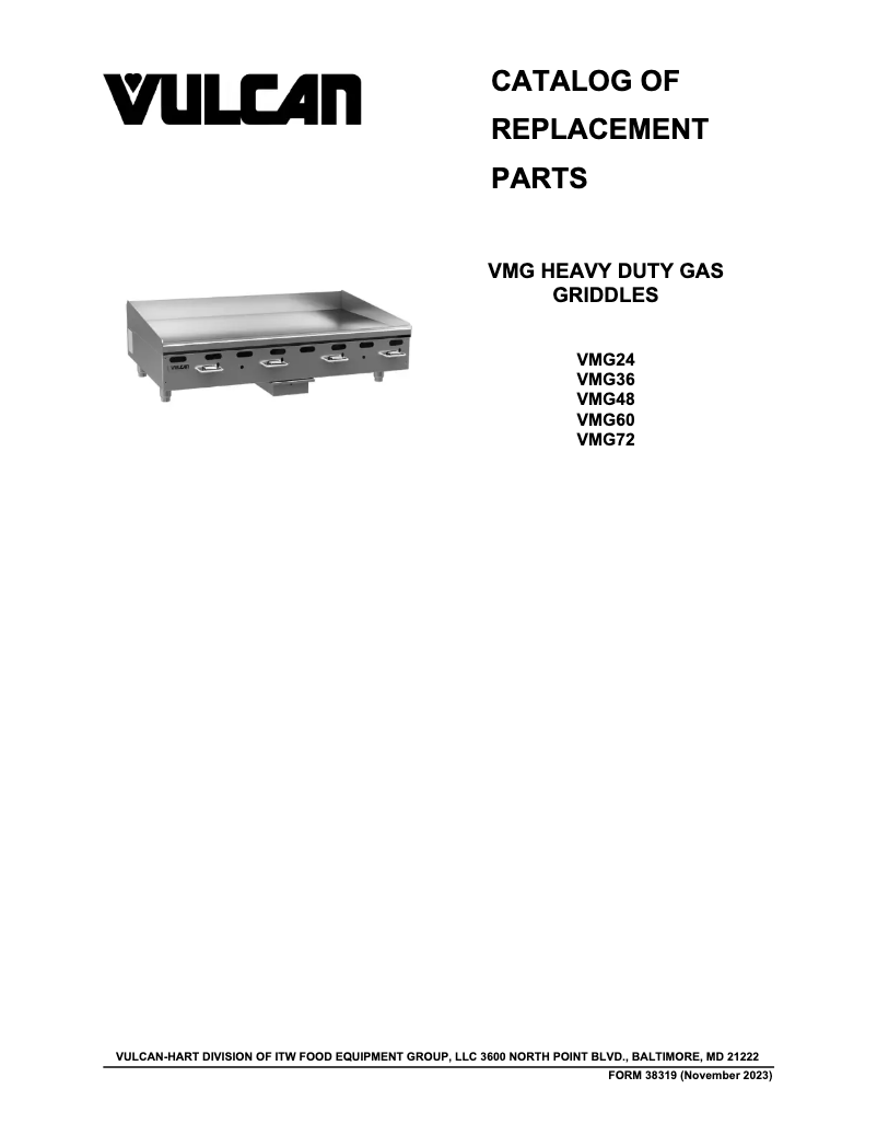 Page 1 of the manual Catalogue Vulcan VMG48