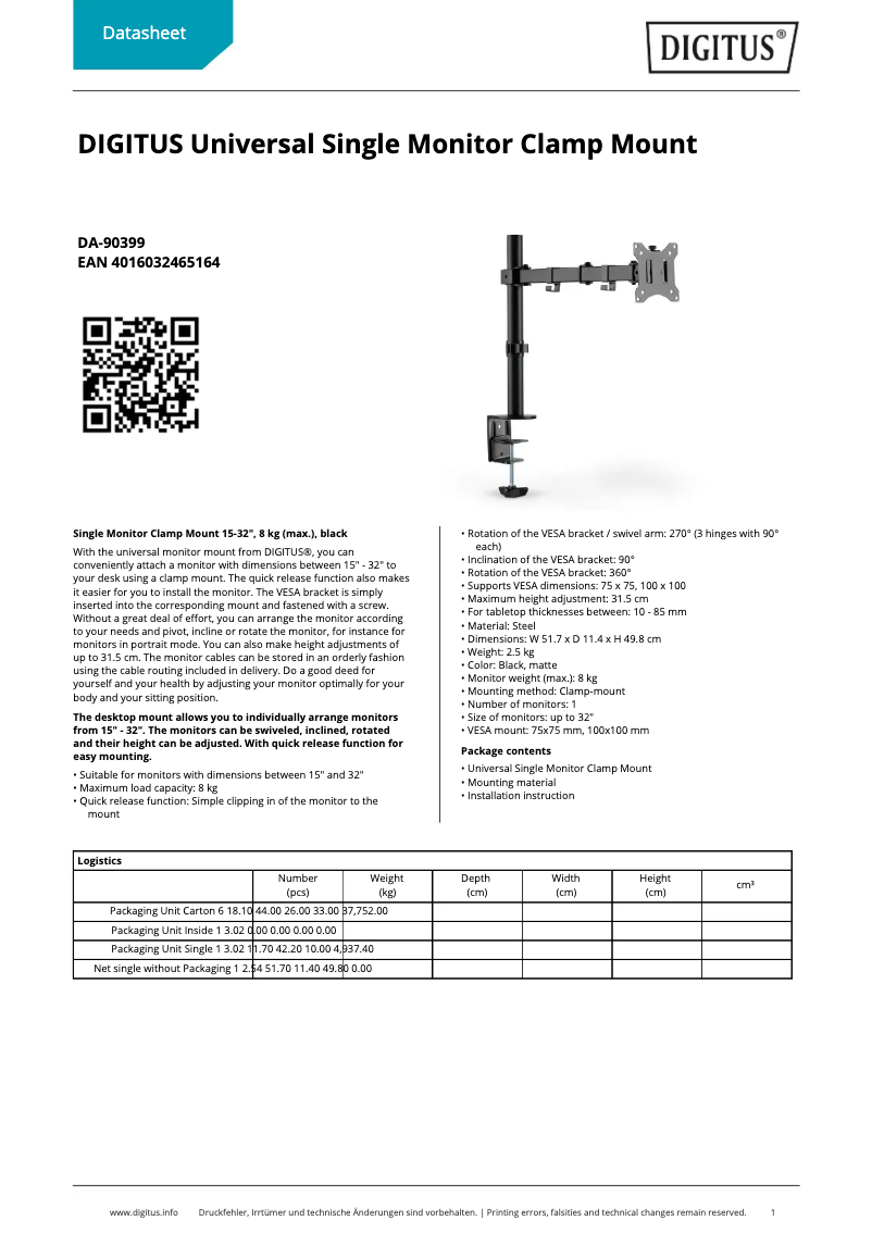 Page n°1 - Fiche technique Digitus DA-90399