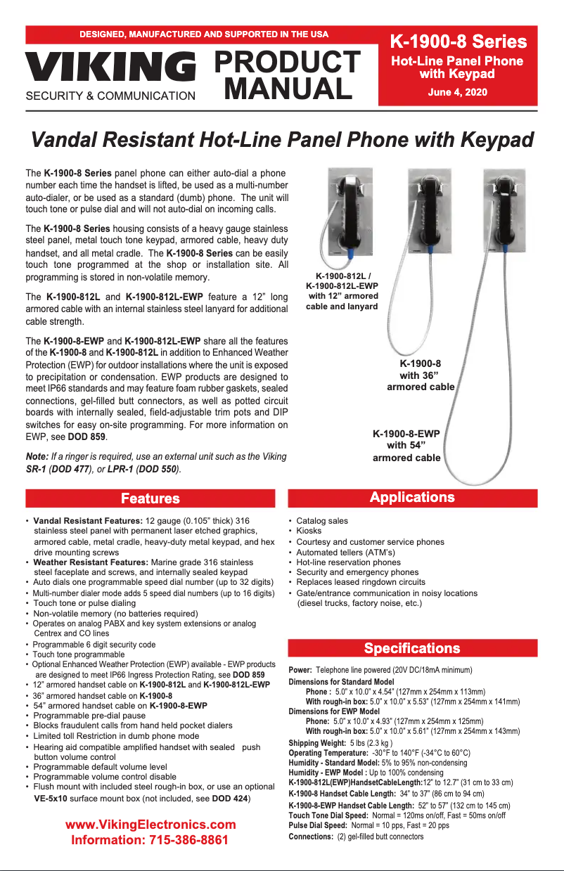 Imagen de la primera página del manual del dispositivo K-1900-812L