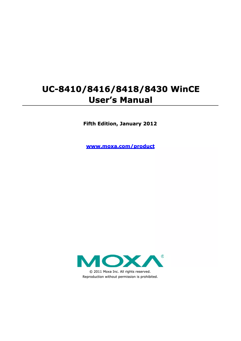 Page 1 de la notice Manuel utilisateur Moxa UC-8418-T-CE