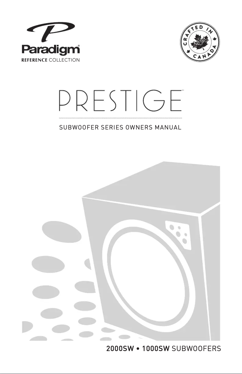Page 1 de la notice Manuel utilisateur Paradigm Prestige 1000SW