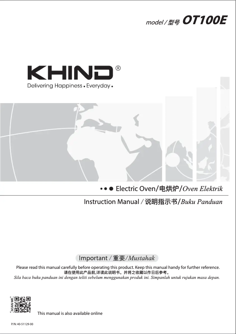 Page n°1 - Manuel utilisateur Khind OT100E