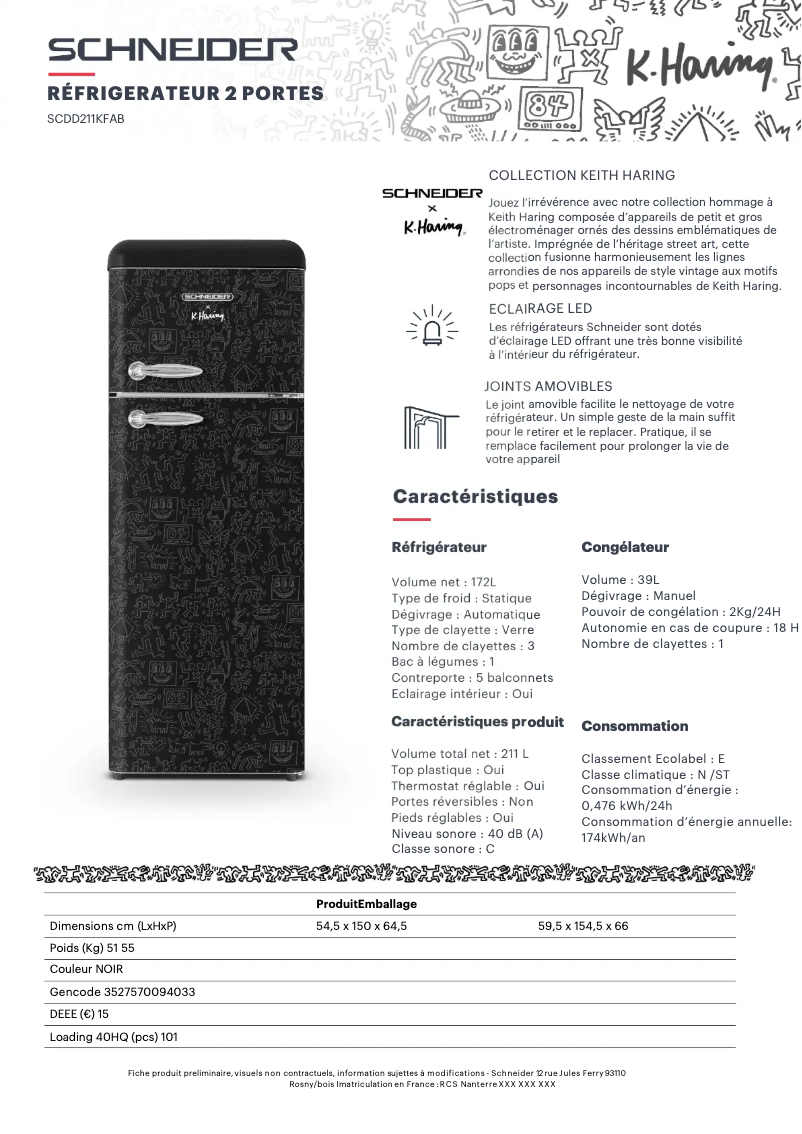 Page 1 de la notice Fiche technique Schneider SCDD211KFAB