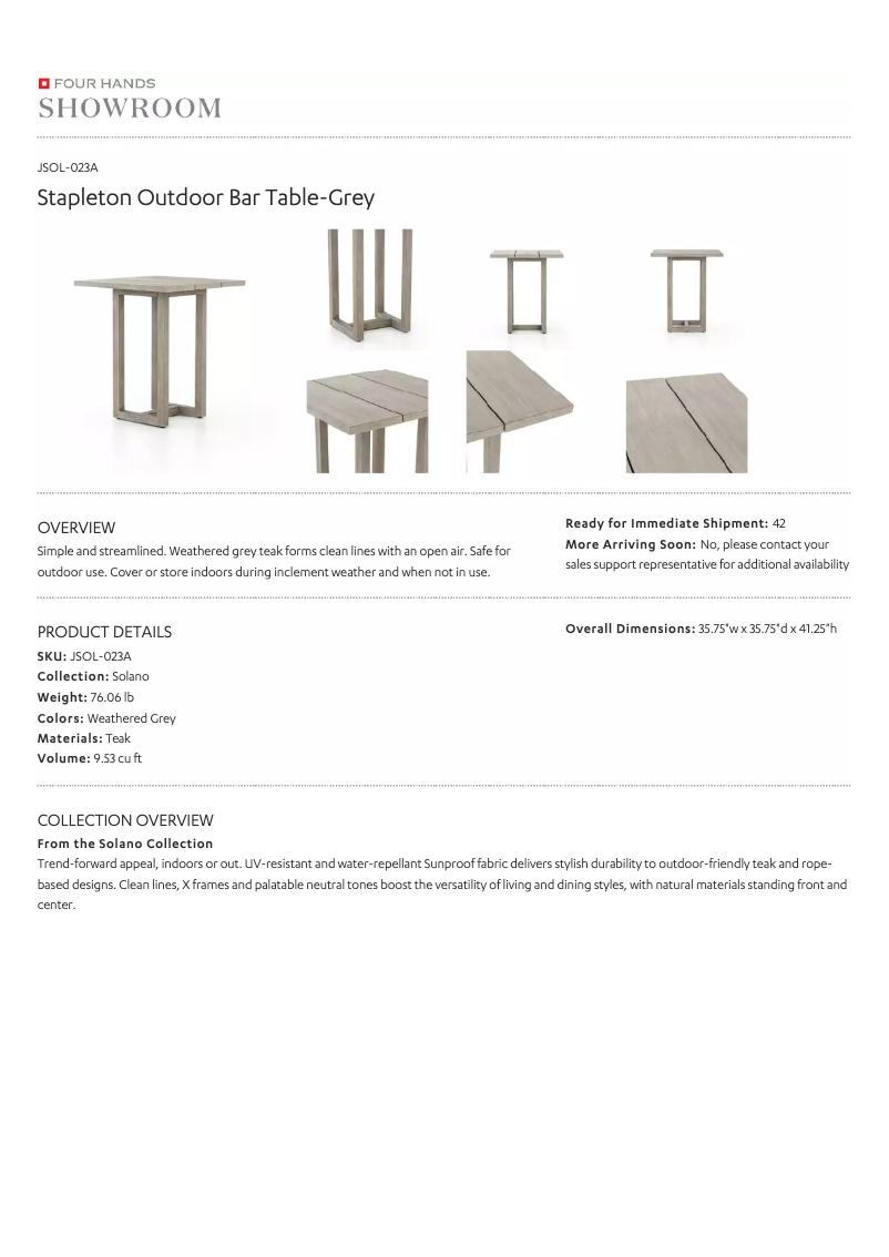 Página 1 del manual Manual de usuario Four Hands Solano JSOL-023A