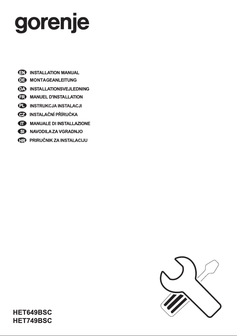 Page 1 de la notice Guide d'installation Gorenje HET749BSC