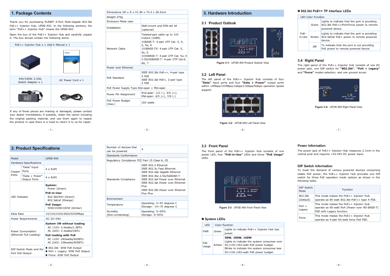 Image de la première page du manuel de l'appareil UPOE-400