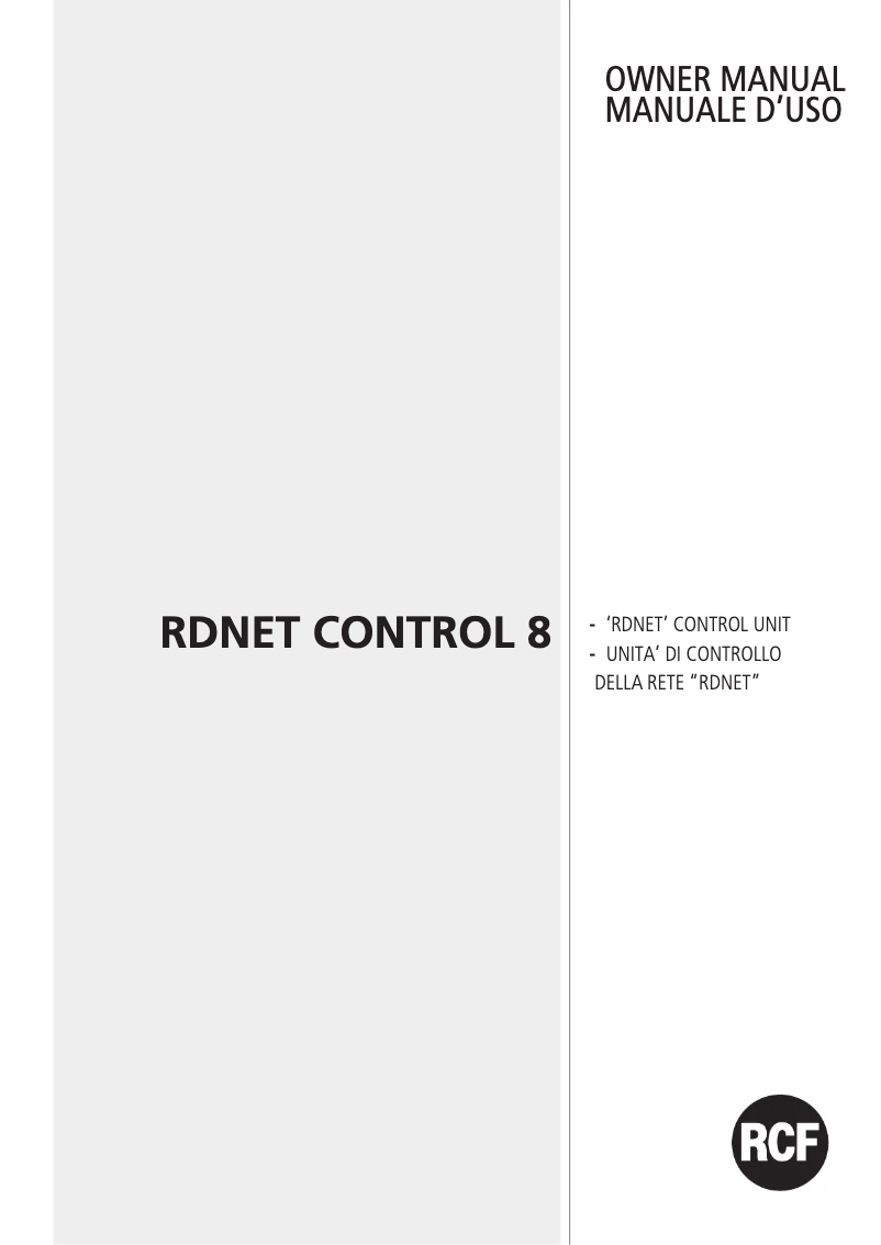Page 1 de la notice Manuel utilisateur RCF RDNET CONTROL 8
