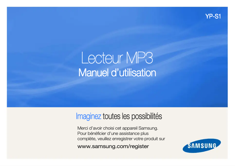 Page 1 de la notice Manuel utilisateur Samsung YP-S1AP
