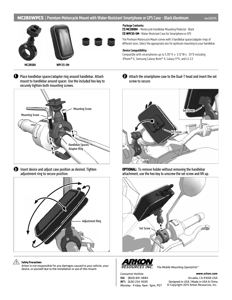 Page n°1 - Manuel utilisateur Arkon MC2B5WPCS