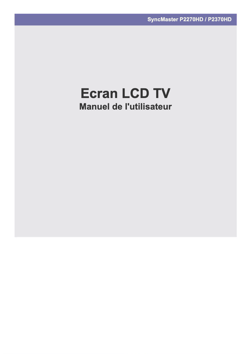 Page 1 de la notice Manuel utilisateur Samsung SyncMaster P2270HD