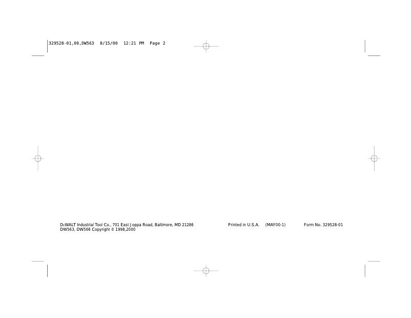 Page 1 de la notice Manuel utilisateur DeWalt DW566K