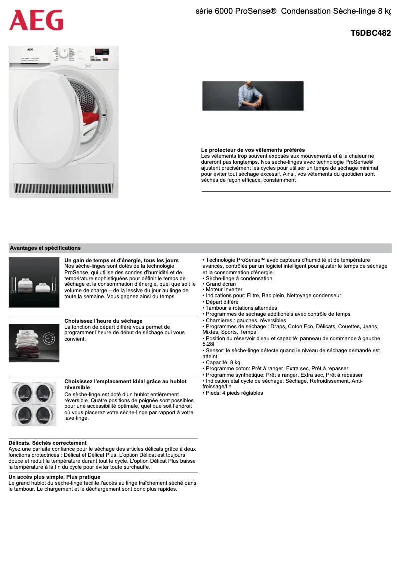 Page n°1 - Fiche technique AEG T6DBC482
