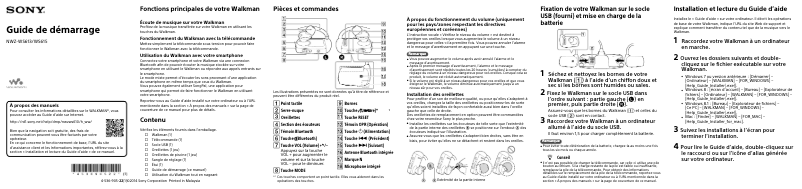 Image de la première page du manuel de l'appareil Walkman NWZ-WS613