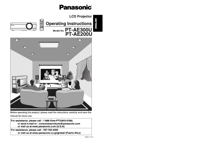 Page 1 de la notice Manuel utilisateur Panasonic PT-AE300U