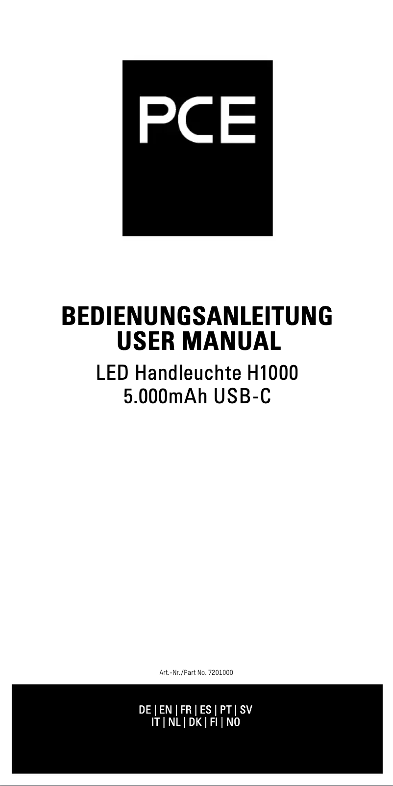 Page n°1 - Manuel utilisateur PCE H1000