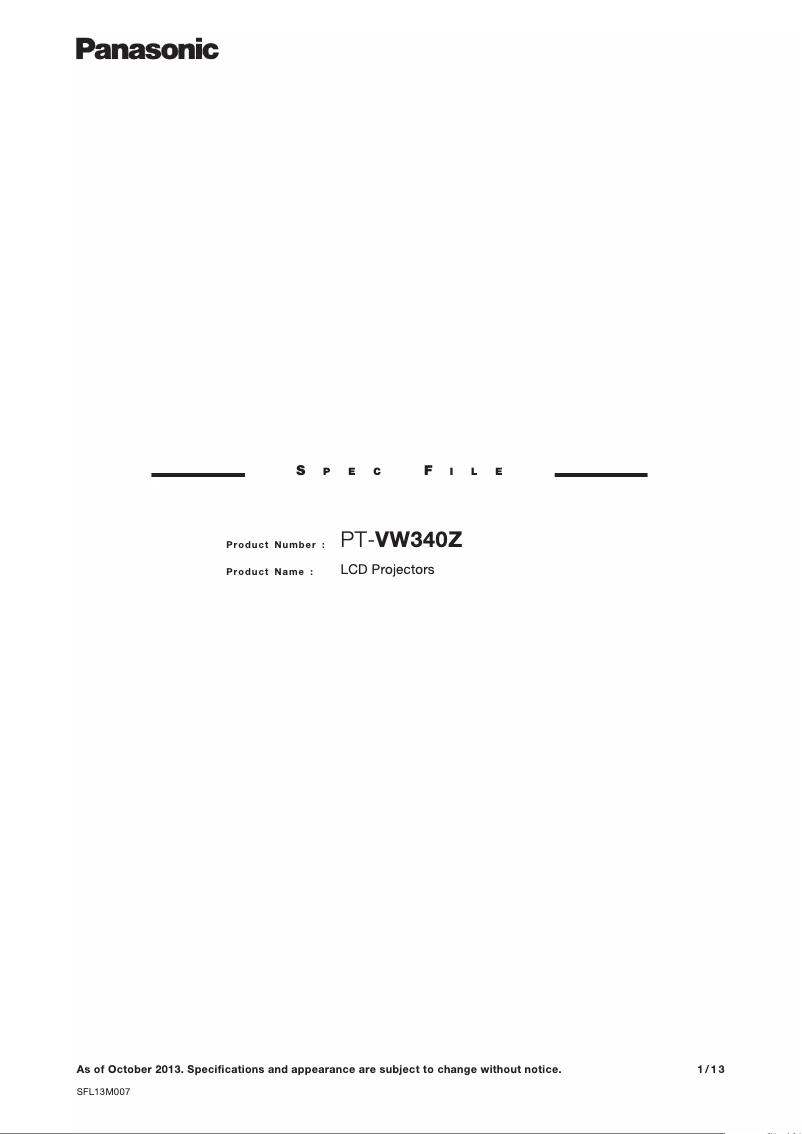 Image de la première page du manuel de l'appareil PT-VW340ZA