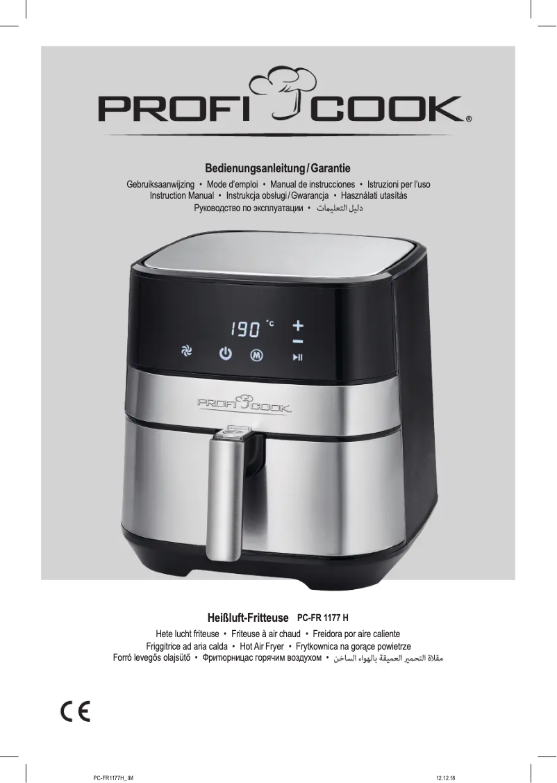 Page n°1 - Manuel utilisateur ProfiCook PC-FR 1115 H