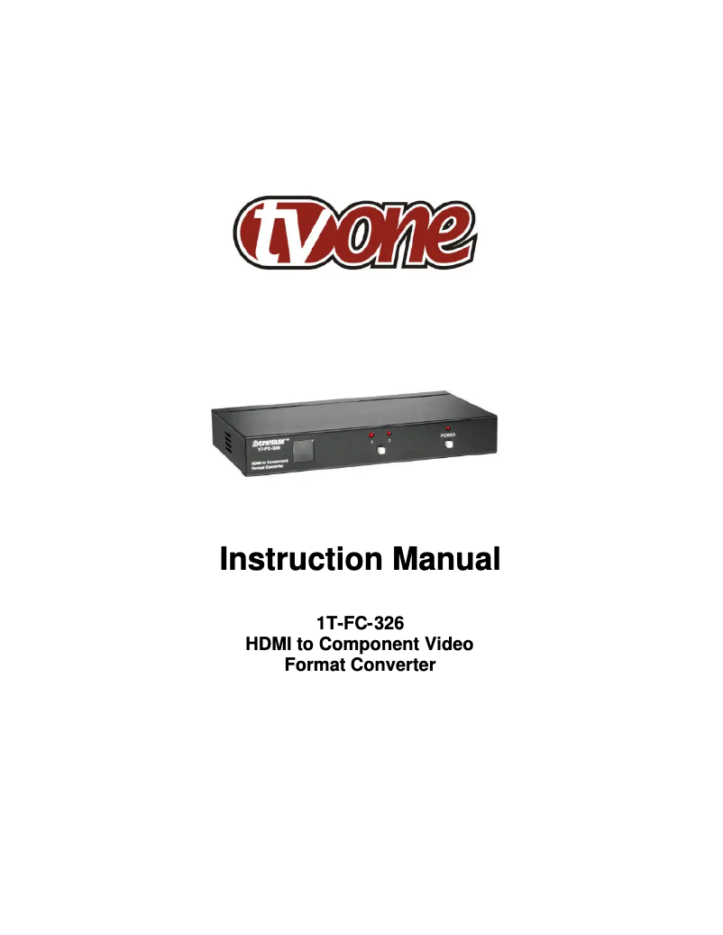 Page n°1 - Manuel utilisateur TV One 1T-FC-326