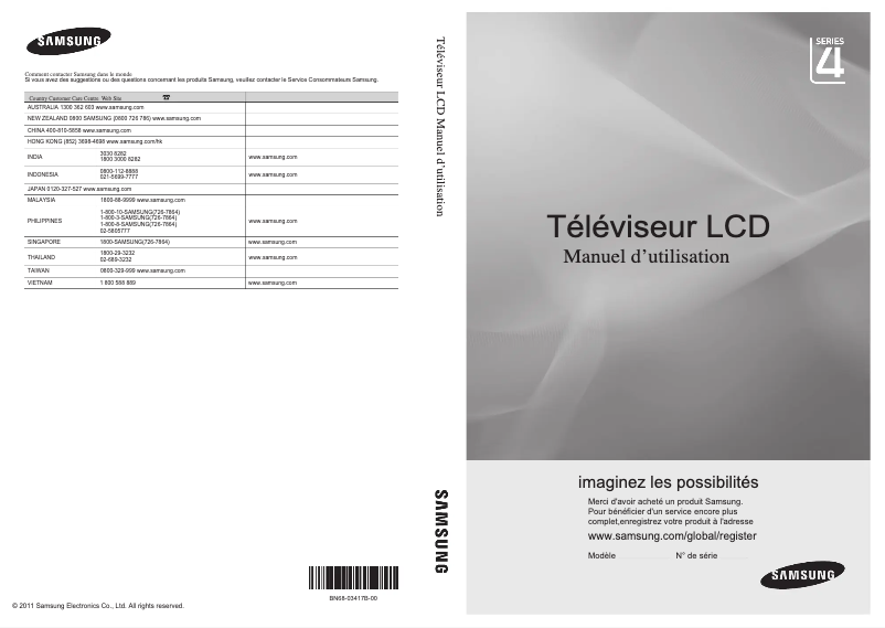 Page 1 de la notice Manuel utilisateur Samsung LA22D400E1R