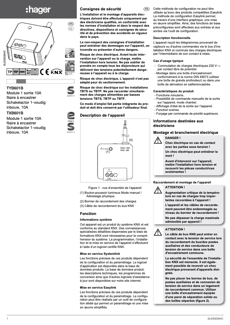 Image de la première page du manuel de l'appareil TYB601B