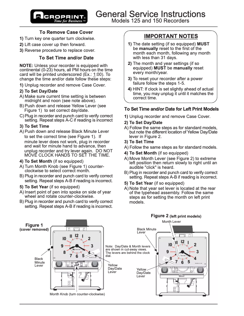 Page 1 de la notice Manuel utilisateur Acroprint 125QR4