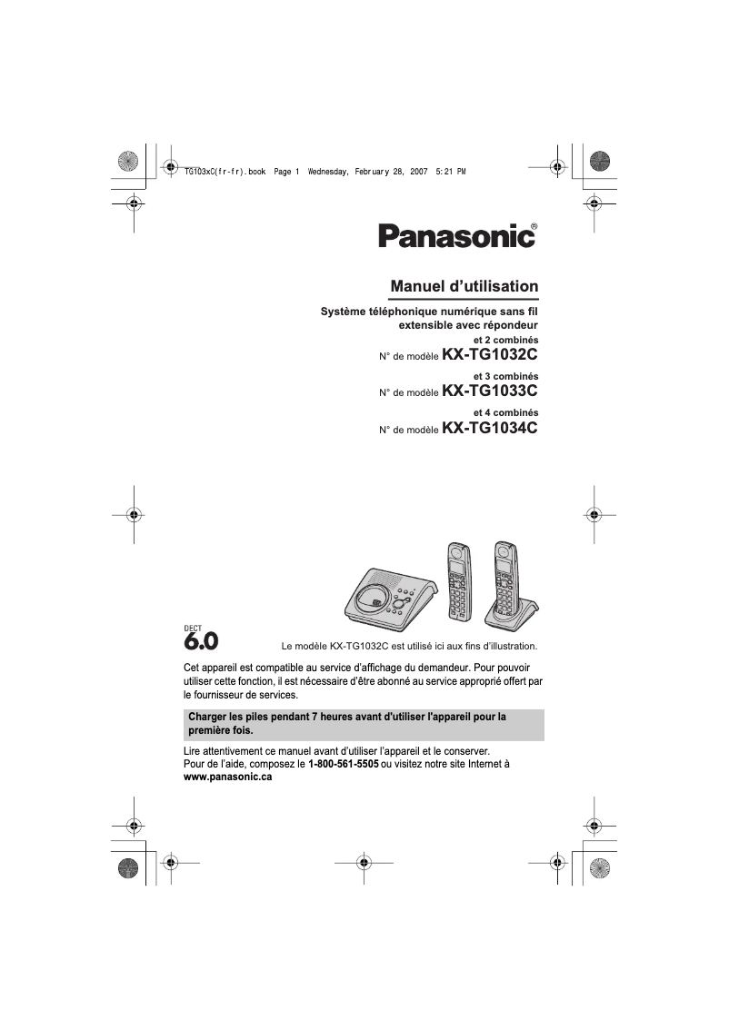 Page n°1 - Manuel utilisateur Panasonic KX-TG1033