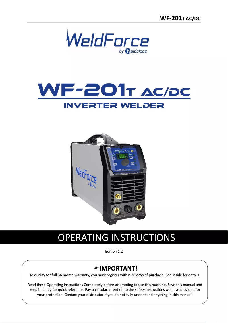 Image de la première page du manuel de l'appareil Weldforce 201T