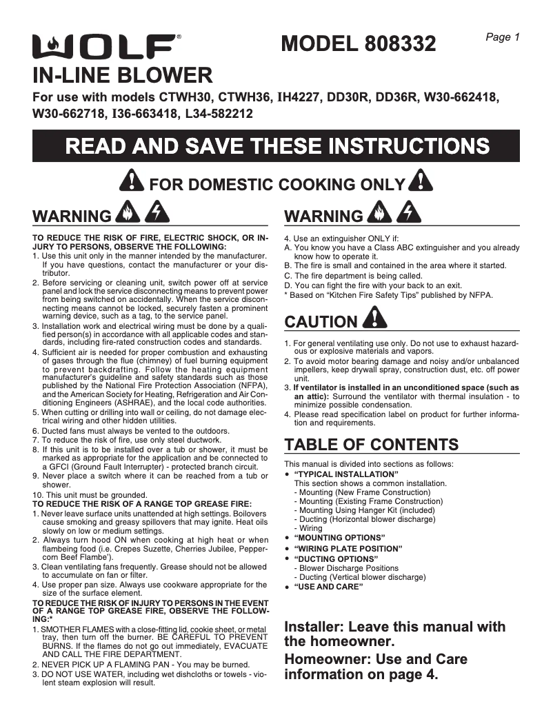 Page 1 de la notice Manuel utilisateur Wolf 808332