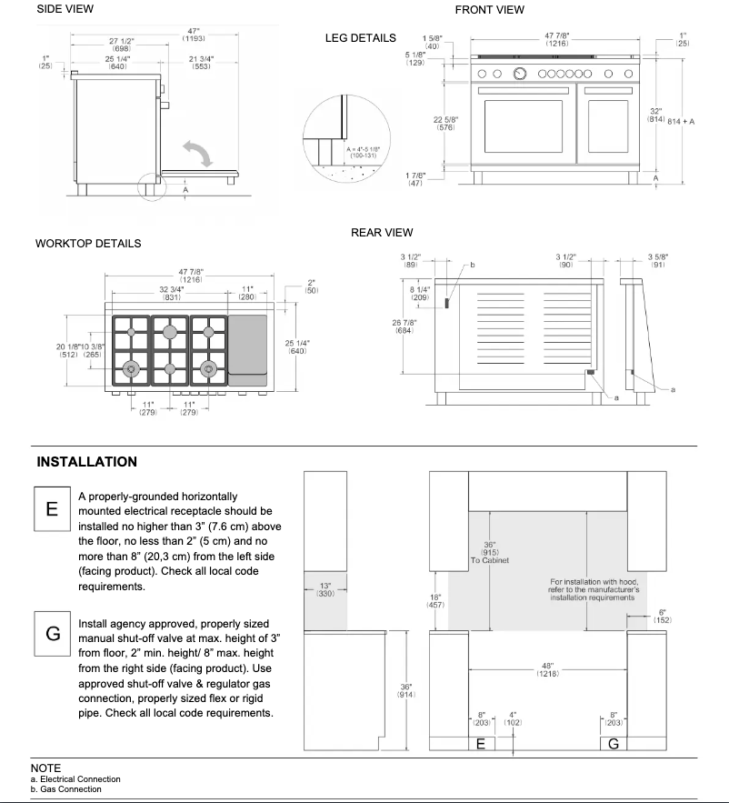 Page 1 de la notice Guide d'installation Bertazzoni PRO486BTFEPGIT