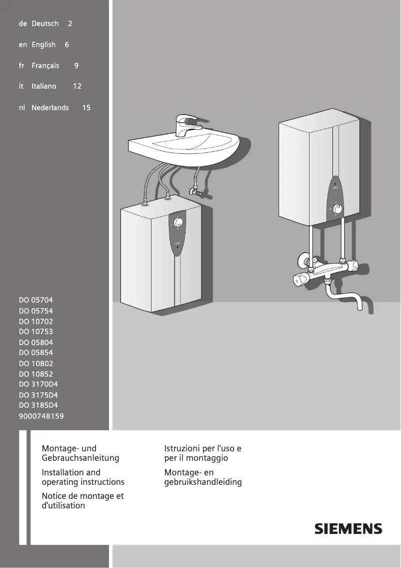 Page n°1 - Manuel utilisateur Siemens DO05704