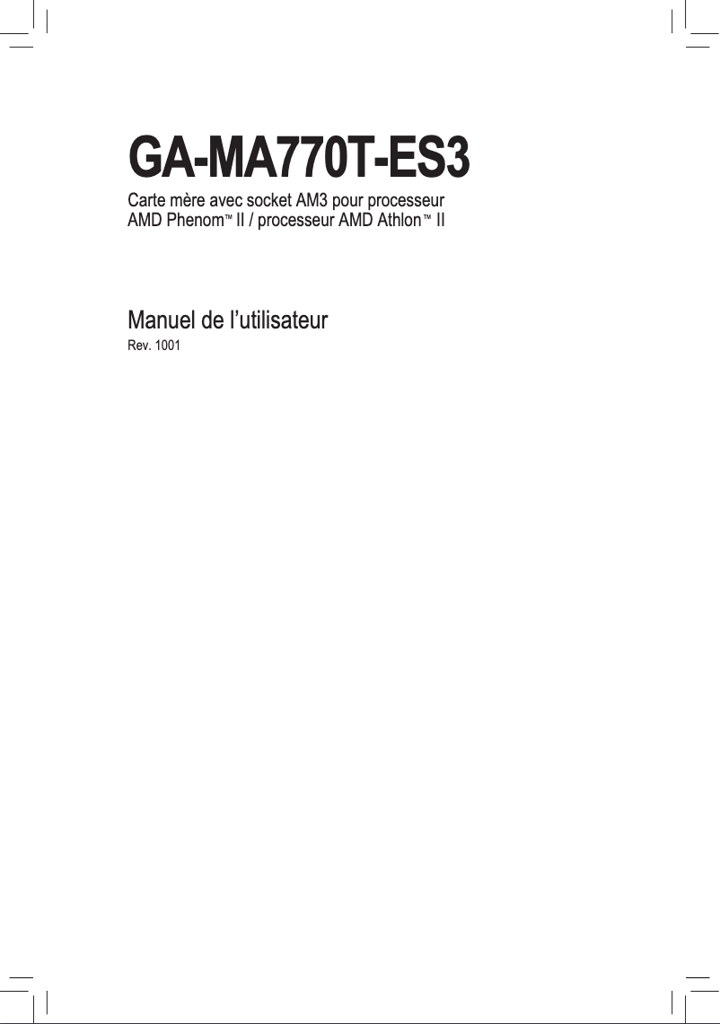 Image de la première page du manuel de l'appareil GA-MA770T-ES3